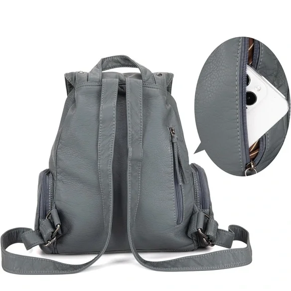 Montana West Gray Edgy Backpack with Metal Studs - Picture 5 of 7